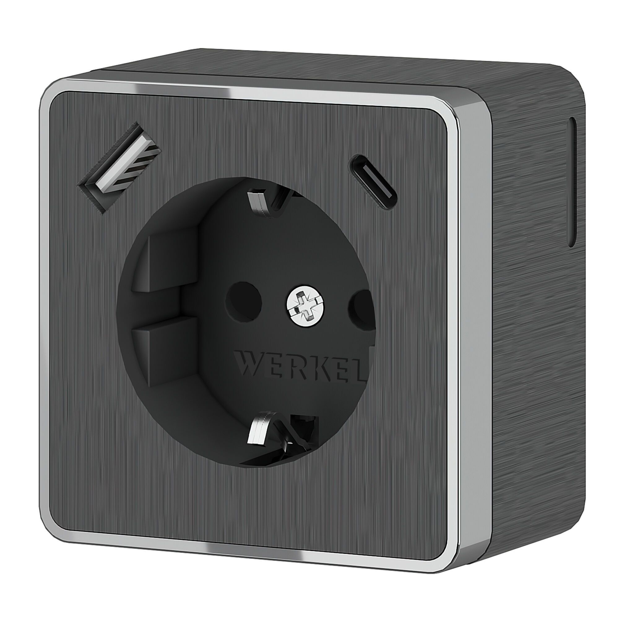 Розетка с заземлением, шторками и USB тип A+C Gallant (графит рифленый) Werkel a057704, a057704
Розетка с заземлением, шторками и USB тип A+C Gallant (графит рифленый) Werkel a057704, a057704
