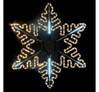 Светодиодная Снежинка Black Edition 0,8м Тепло-Белая с Динамикой Белого Диода 24В, Дюралайт на Металлическом Каркасе, IP54 LTC LC-13130 13-130_BL