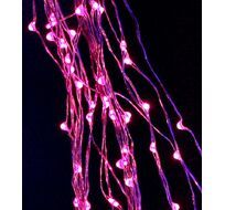 Гирлянда Роса Конский Хвост 1,5м Розовая, 12В, 200 LED, Провод Прозрачный Проволока, IP67 08-036_BL