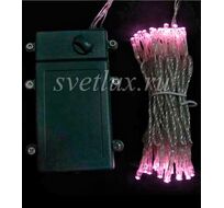 Гирлянда Нить на Батарейках 5м Светло-Розовая, 50 LED, Провод Прозрачный Силикон, IP65 07-010_BL