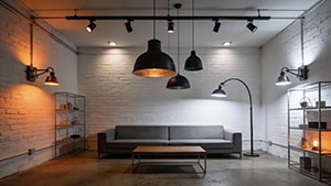 подвесные светильники Loft в интерьере