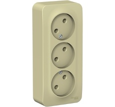 Розетка накладная тройная без заземления (бежевый) Systeme Electric BLNRA000317