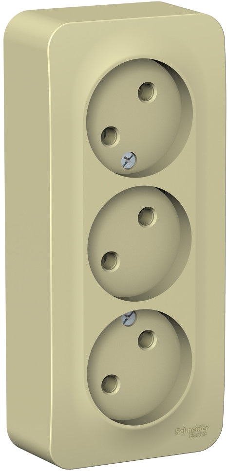 Розетка накладная тройная без заземления (бежевый) Systeme Electric BLNRA000317