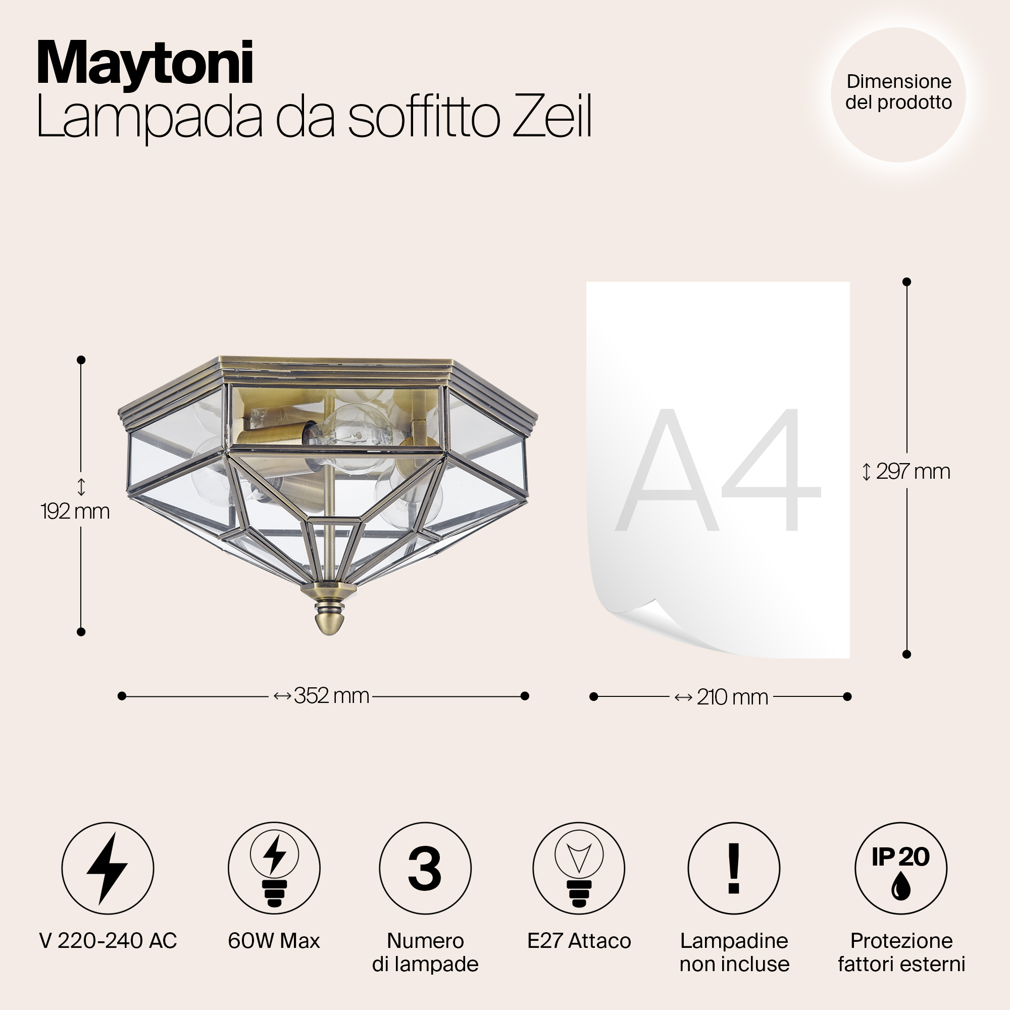 Потолочный светильник Maytoni Zeil H356-CL-03-BZ_MY