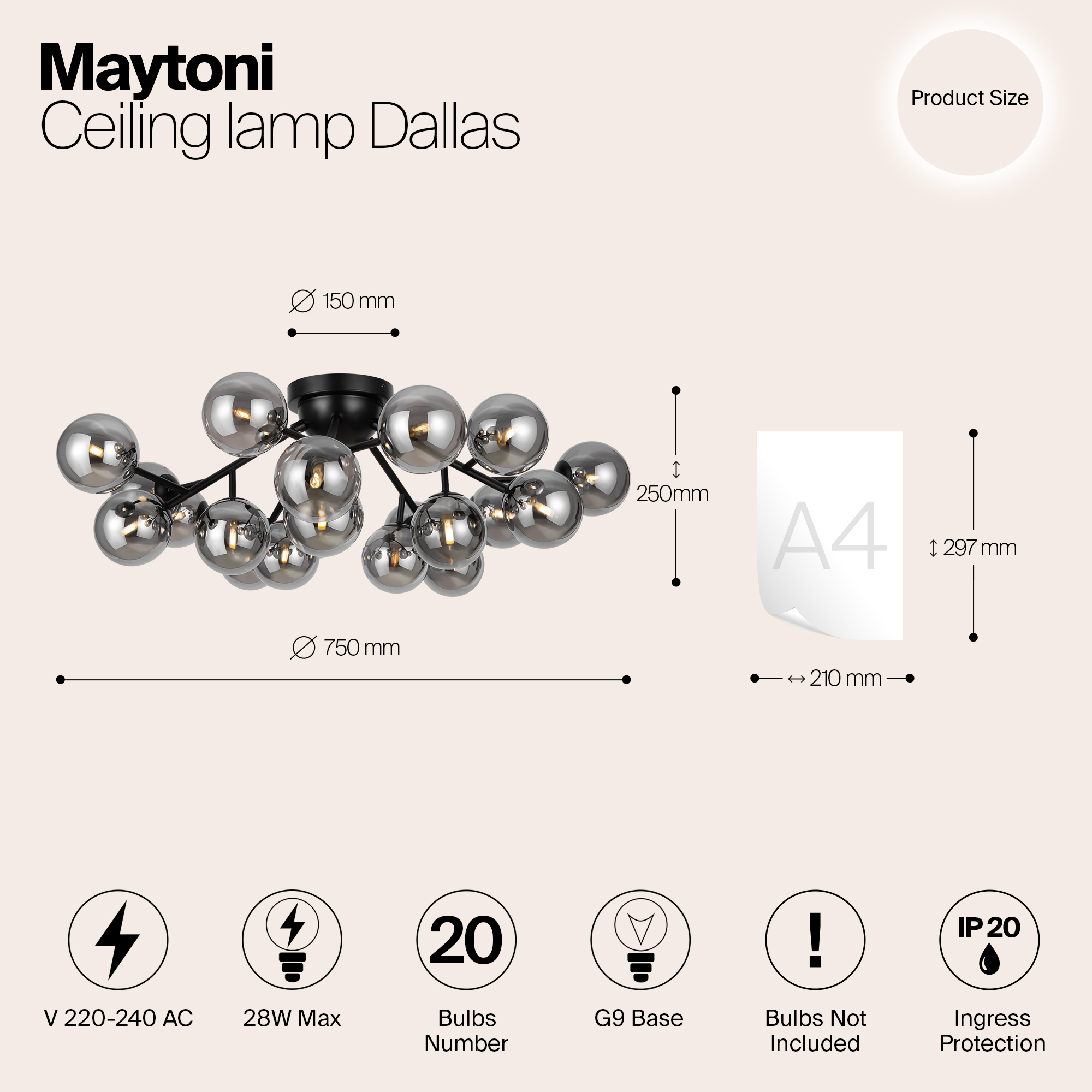 Потолочная люстра Maytoni Dallas MOD545CL-20B_MY