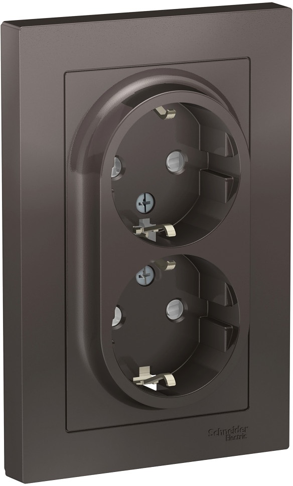 Розетка встраиваемая двойная с заземлением (мокко) Systeme Electric ATN000626