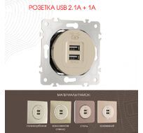 Розетка USB 2.1А+1А Arte Milano 202.46-1.shampan