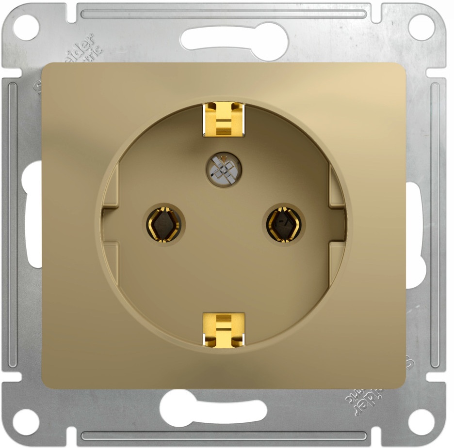 Розетка встраиваемая с заземлением (титан) Systeme Electric GSL000443