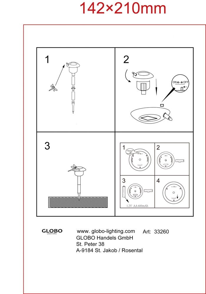 Уличный наземный светильник Globo 33260_GL