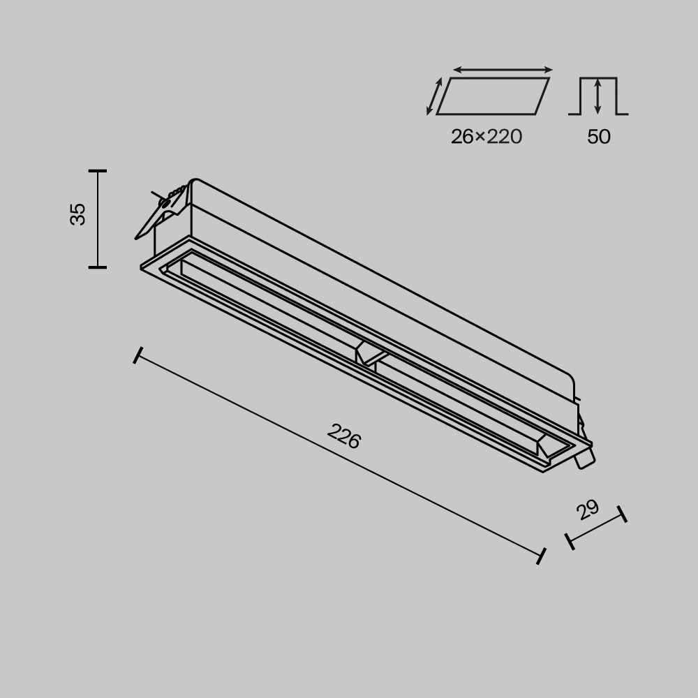 Встраиваемый светильник Maytoni Parete DL100-12W2.7-3-4K-B_MY