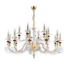 Люстра подвесная Crystal Lux CATARINA CATARINA SP12+6 V2 GOLD/TRANSPARENT-COGNAC_CR