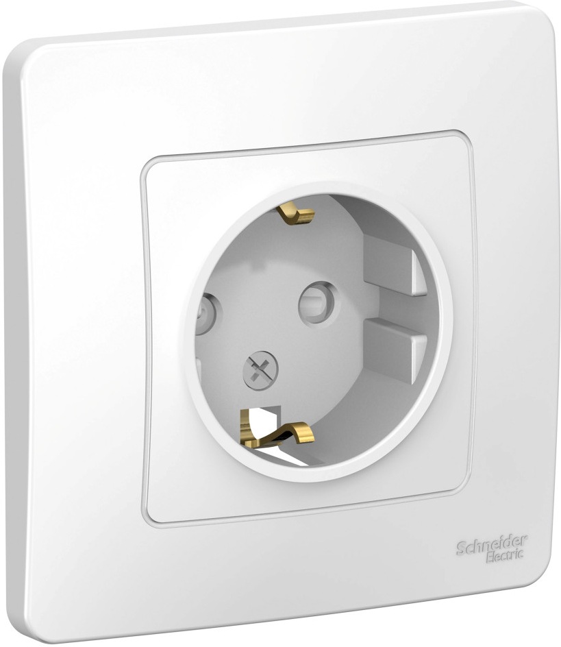 Розетка встраиваемая с заземлением и шторками (белый) Systeme Electric BLNRS001111