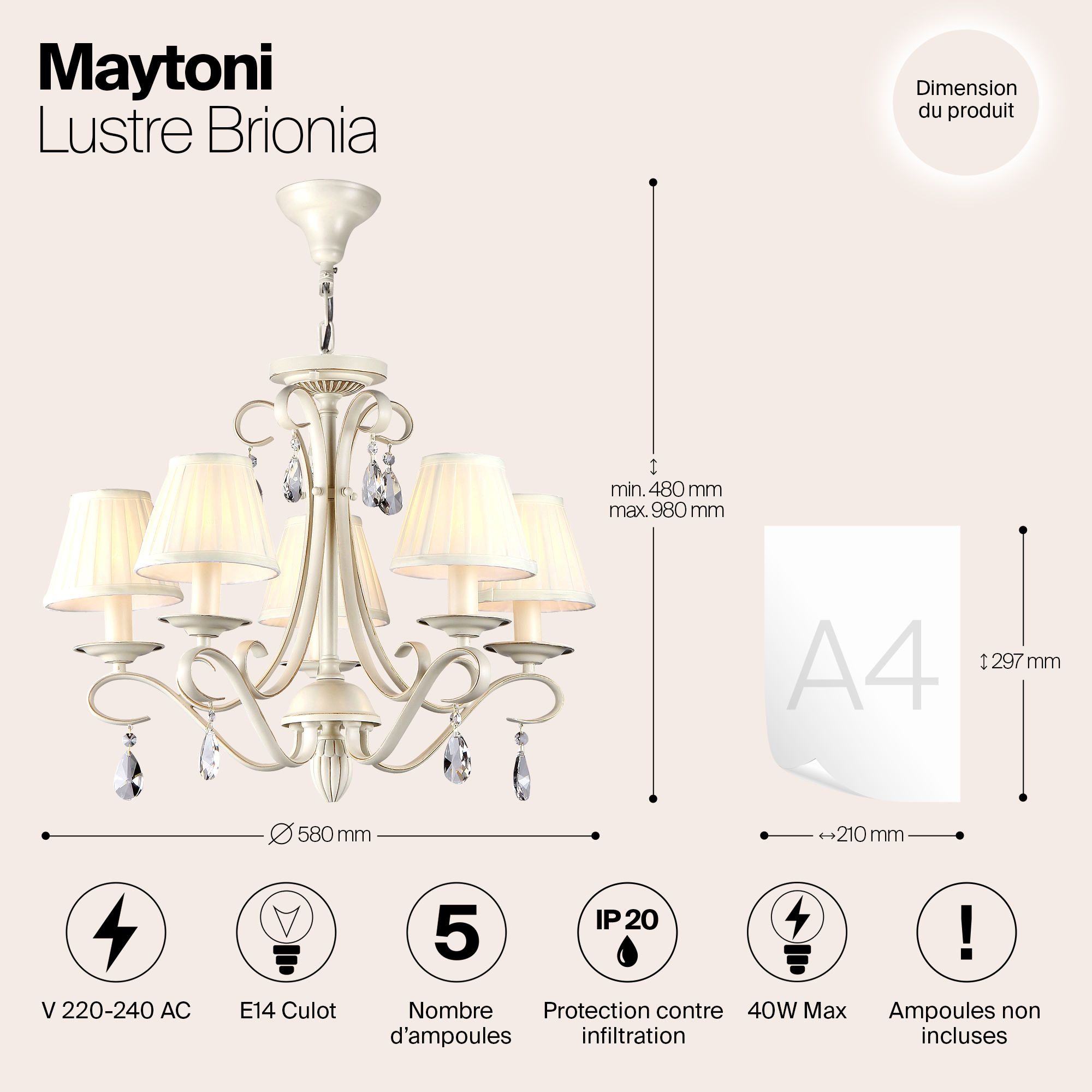 Подвесная люстра Maytoni ARM172-05-G_MY