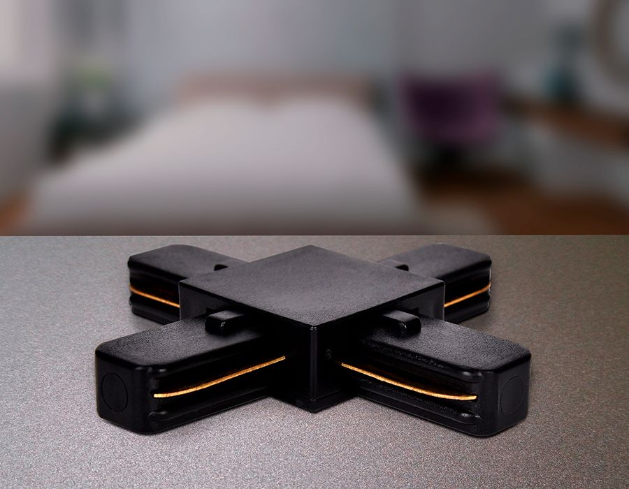 Коннектор Х-образный однофазный для соединения трековых шинопроводов GL GL7083_AMB