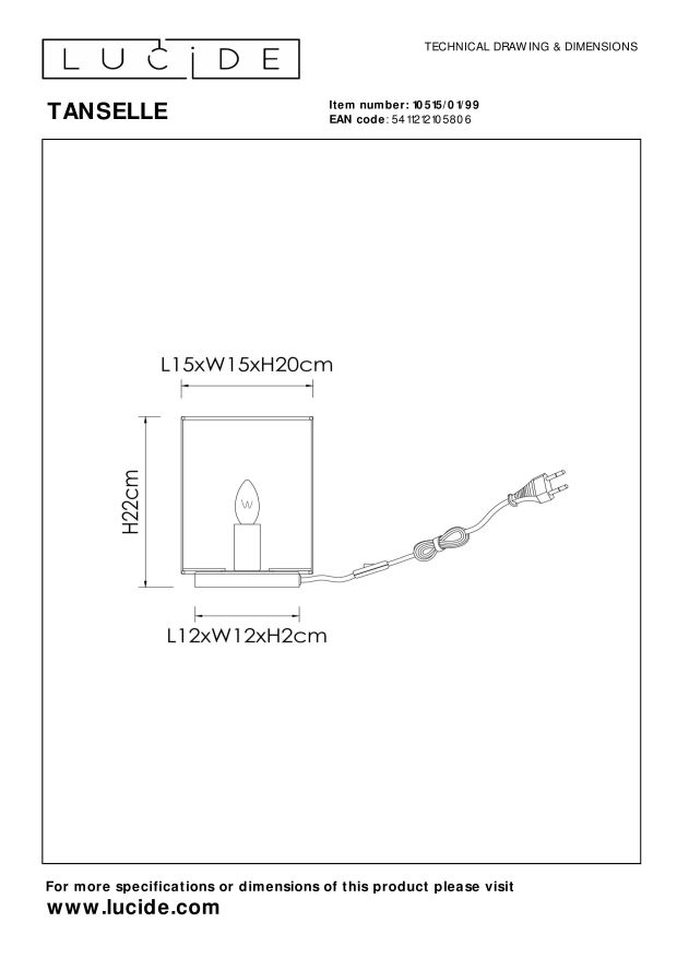 Настольная лампа Lucide TANSELLE 10515/01/99