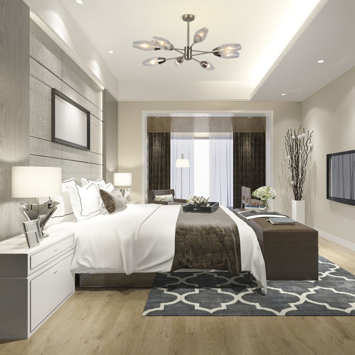 Потолочная люстра на штанге 10165/8PL E14*60W Nickel Escada 10165/8PL Nickel_ESC