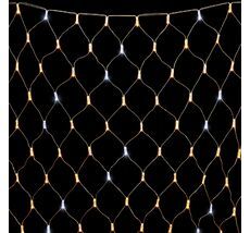 Светодиодная Сеть с Колпачком 2 x 2 м Тепло-Белая с Мерцанием Белого Диода 220В, 256 LED, Провод Прозрачный ПВХ, IP65 NTL256BLWCAP-10-2WW