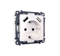 Розетка Ambrella Volt ALFA 2USB A+A 18W быстрая зарядка с заземлением и шторками 2P+E 16A-250V QUANT MA209010_AMB