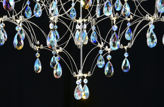 Подвесная люстра светодиодная с пультом и хрустальными подвесками K9 MyFar MR2640-66P-50CD