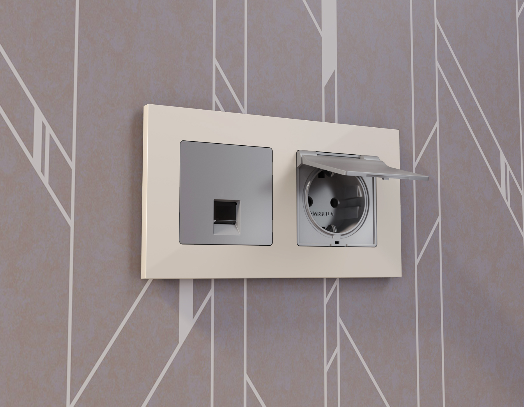 Лицевая панель для компьютерной/телефонной розетки RJ-45/RJ-11 QUANT Ambrella Volt ALFA AP5120_AMB