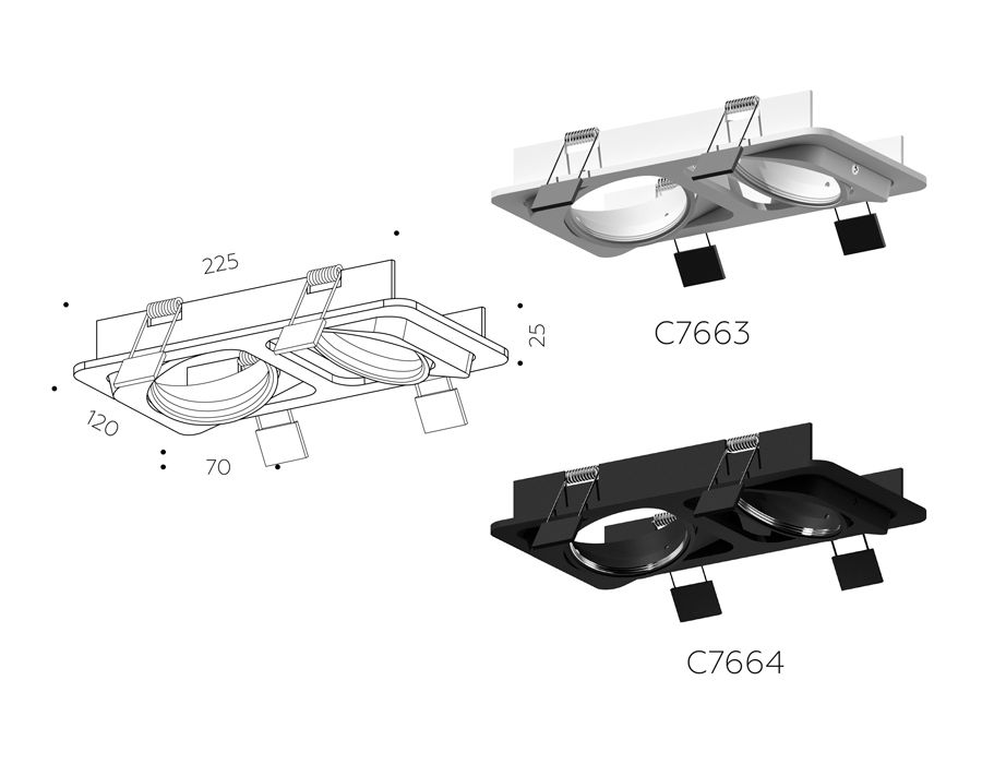 Корпус светильника встраиваемый поворотный для насадок DIY SPOT C7663_AMB
