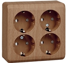 Розетка накладная четверная с заземлением и шторками (бук) Systeme Electric PA16-208T