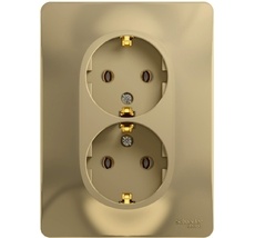Розетка встраиваемая двойная с заземлением (титан) Systeme Electric GSL000424