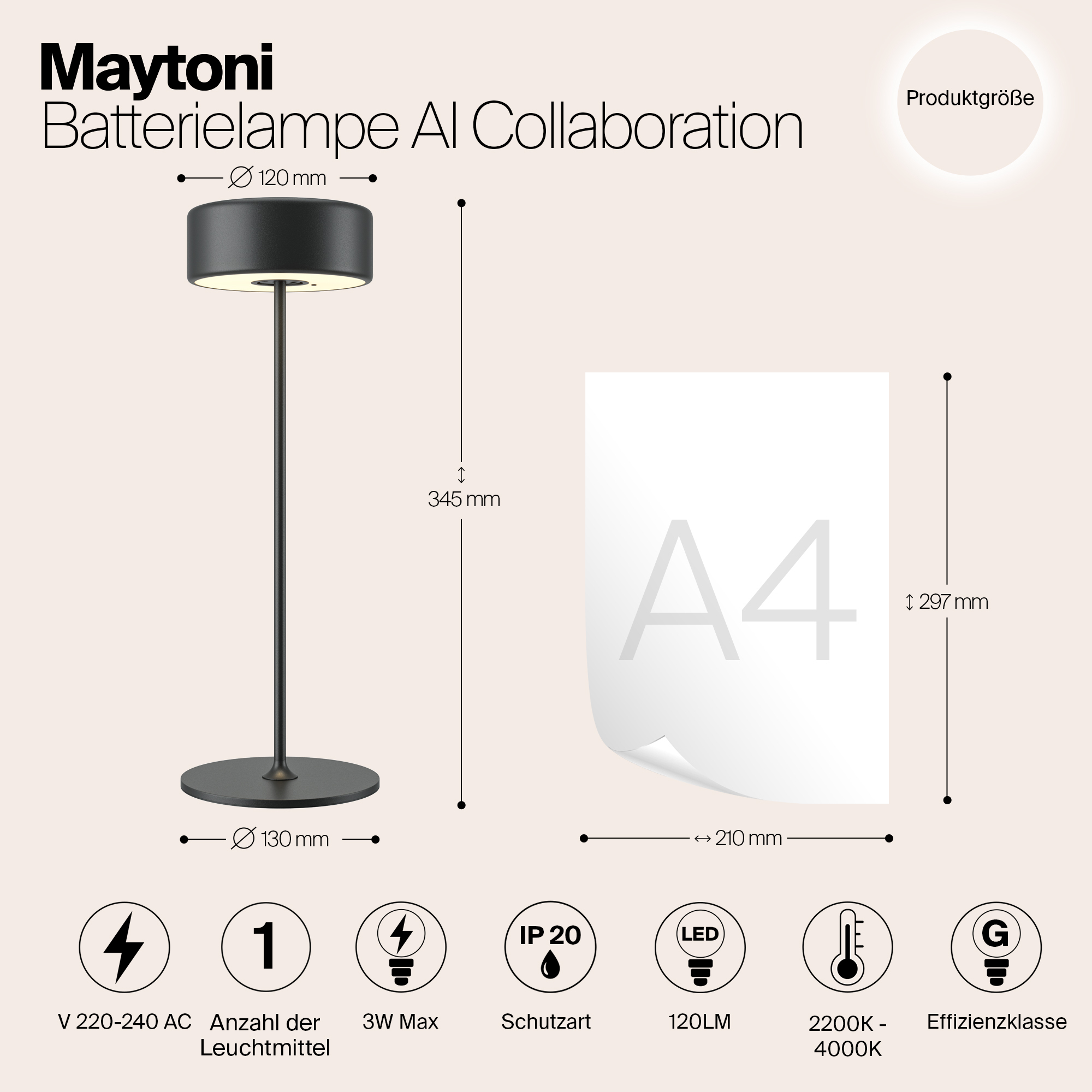 Настольная лампа аккумуляторная Maytoni AI Collaboration MOD229TL-L3B3K2_MY