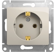 Розетка встраиваемая с заземлением (молочный) Systeme Electric GSL000943