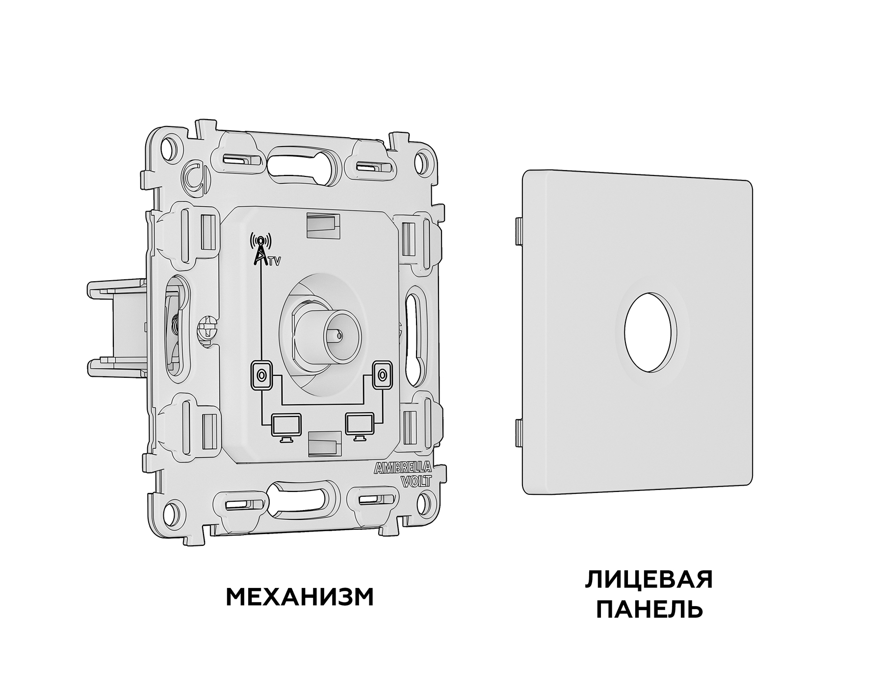 Розетка TV проходная Ambrella Volt ALFA 5-1000 MHz 4dB QUANT MA333030_AMB