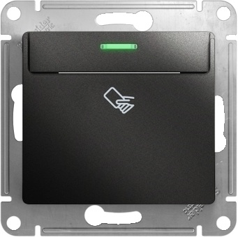 Карточный выключатель одноклавишный с подсветкой встраиваемый (антрацит) Systeme Electric GSL000769