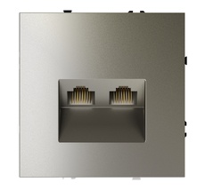 Розетка компьютерная встраиваемая VOLTUM S70 двойная RJ45+RJ45 VLS060204