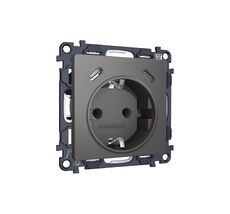 Комплект механизма электрической розетки 2USB С+C 20W с/з на винтовых зажимах 16A-250V ALFA Антрацит серый QUANT (AP6605, VM165) Ambrella Volt MA660510_AMB