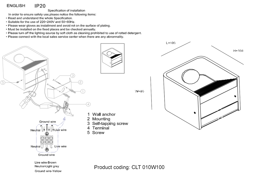 Настенный светильник Crystallux CLT 010W100 WH_CR