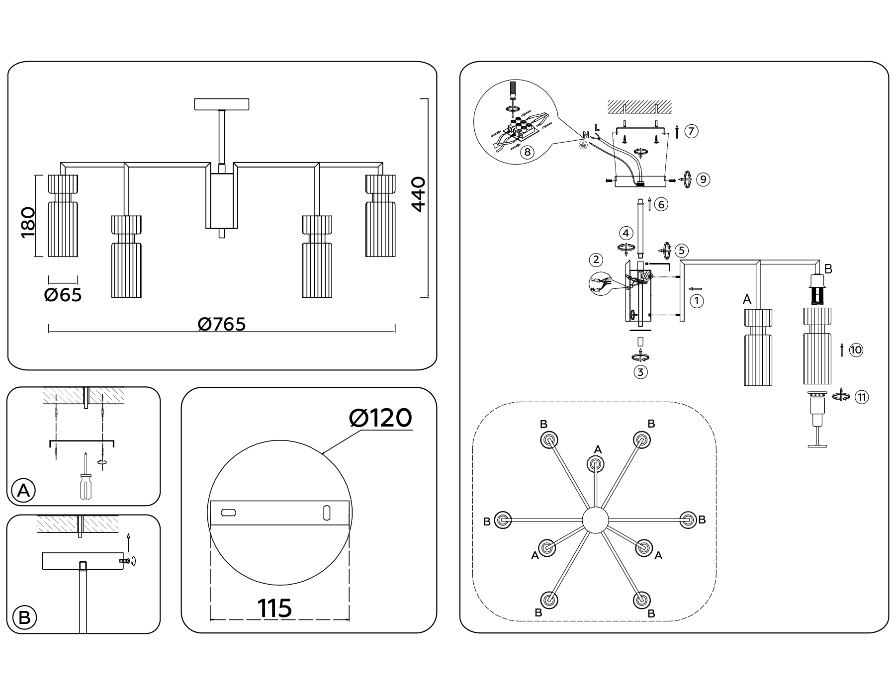 Потолочная люстра на штнаге Ambrella Light Heigh Light HIGH LIGHT LH56117_AMB