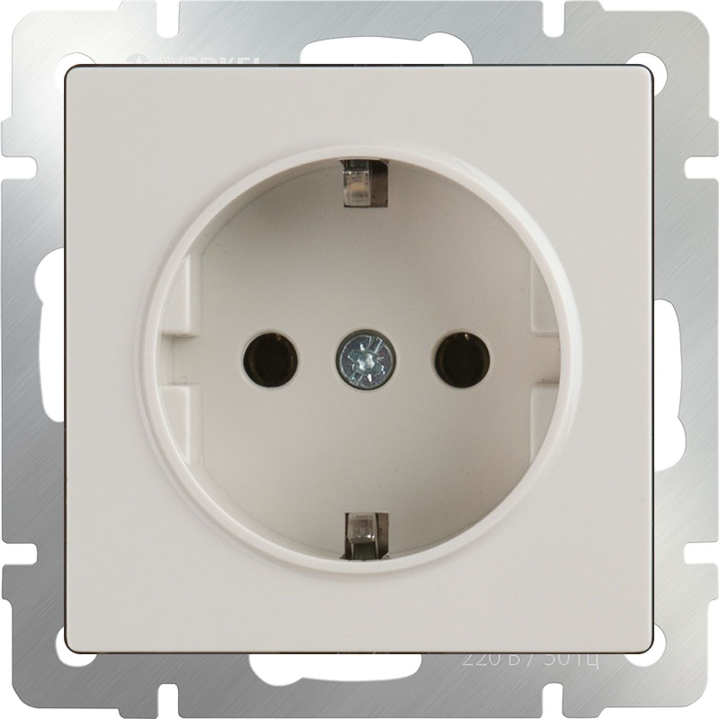Розетка с заземлением Werkel WL03-SKG-01-IP20-ivory a051490_WR