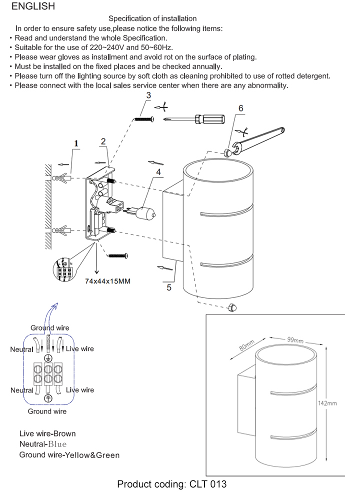 Бра Crystallux CLT 013 BL_CR