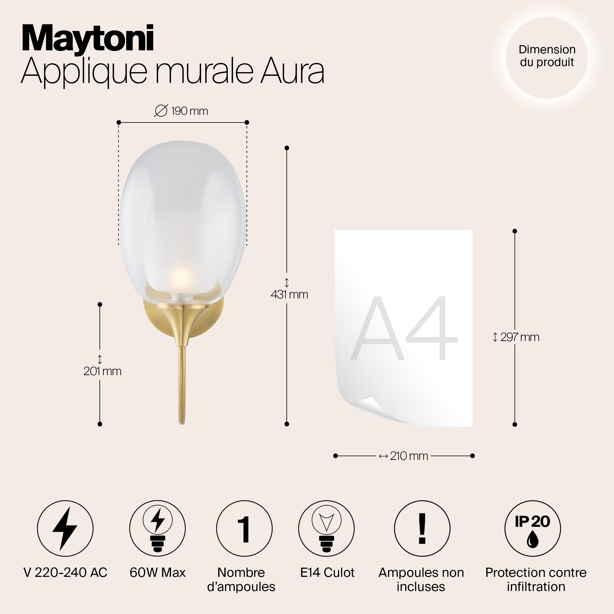 Бра Maytoni Aura MOD016WL-01BS_MY