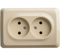Розетка накладная двойная без заземления (кремовый) Systeme Electric PA16-105K