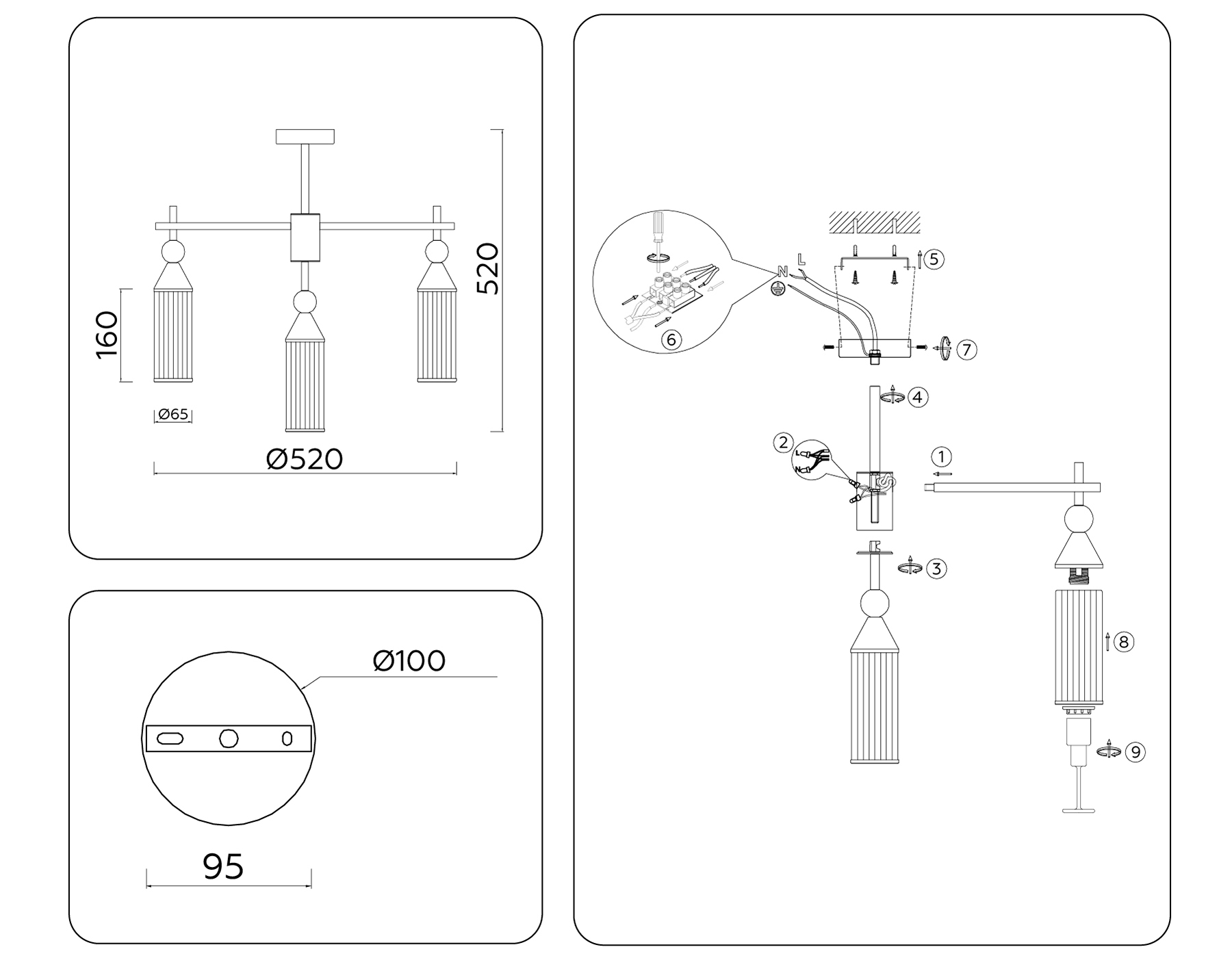 Потолочная люстра на штнаге Ambrella Light Heigh Light HIGH LIGHT LH55256_AMB