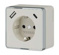 Розетка с заземлением, шторками и USB тип A+C Gallant (слоновая кость) Werkel a057699_WR