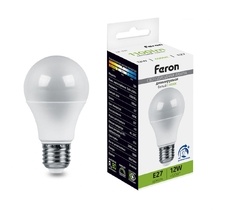 Лампа светодиодная A60 шар диммируемая 12W 230V E27 4000К Feron 51053_FR