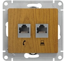 Розетка встраиваемая телефонная RJ-11 + Ethernet RJ-45 (дуб) Systeme Electric GSL000585