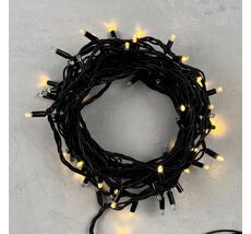 Гирлянда Нить 10м Тепло-Белая с Мерцанием Каждого Диода 220В, 75 LED, Провод Черный Каучук, IP65 LL75ABL-1-2WW