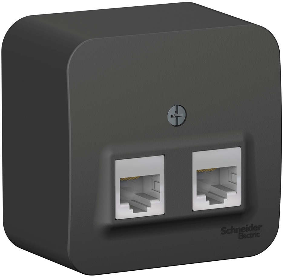 Розетка накладная двойная Ethernet RJ-45 (антрацит) Systeme Electric BLNIA045456