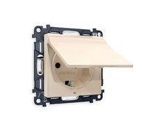 Розетка Ambrella Volt ALFA с заземлением со шторками и защитной крышкой 2P+E 16A-250V IP44 QUANT MA328010_AMB