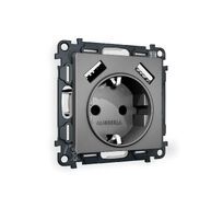 Розетка Ambrella Volt ALFA 2USB A+A 18W быстрая зарядка с заземлением и шторками 2P+E 16A-250V QUANT MA659010_AMB