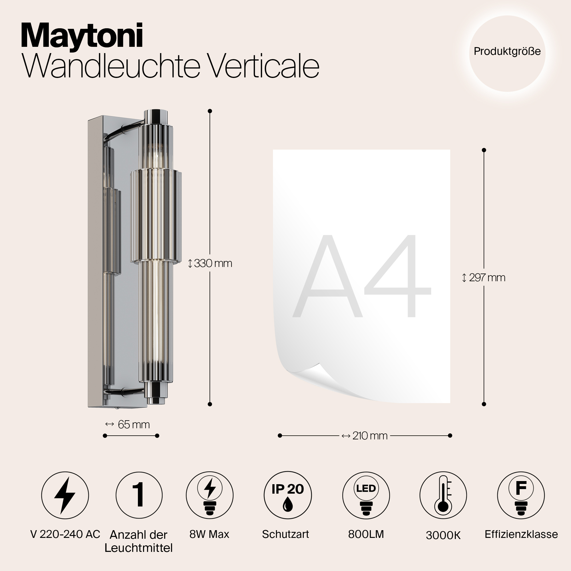Бра Maytoni Verticale MOD308WL-L9CH3K_MY