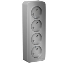 Розетка накладная четверная без заземления (алюминий) Systeme Electric BLNRA000413