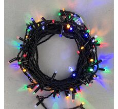 Гирлянда Нить с Колпачком 10м Разноцветная с Мерцанием Белого Диода 220В, 100 LED, Провод Черный ПВХ LTC PST100BLWCAP-11-2M PST100BLWCAP-11-2M